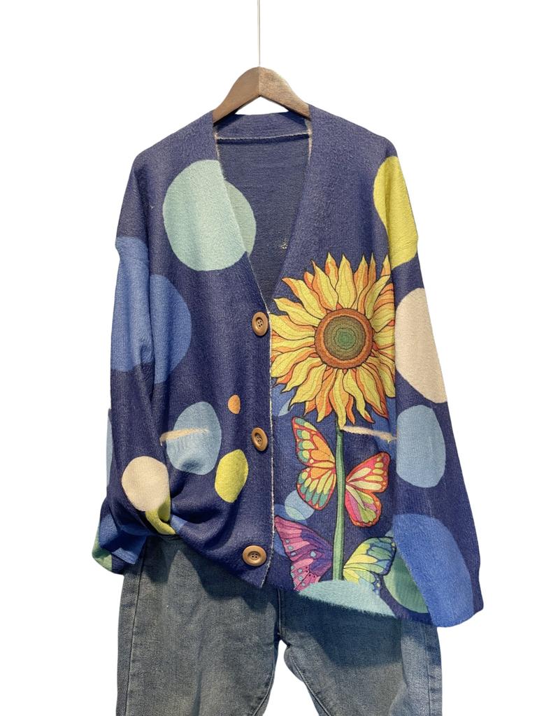 Factory new autumn and winter cute printed imitation mink velvet jacket women's Korean version loose lazy sweater