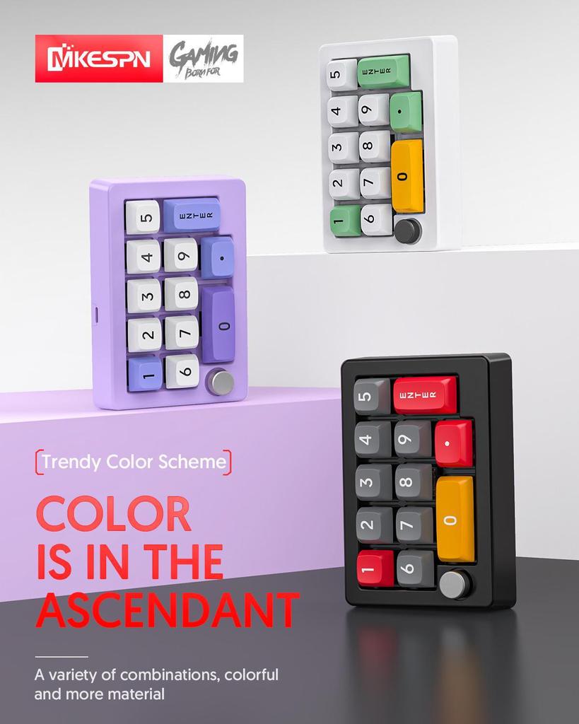 13-Key Mechanical Numeric Keypad with Macro Programming, Custom Knob, Multimedia Controls, Hot-Swappable Red Switches