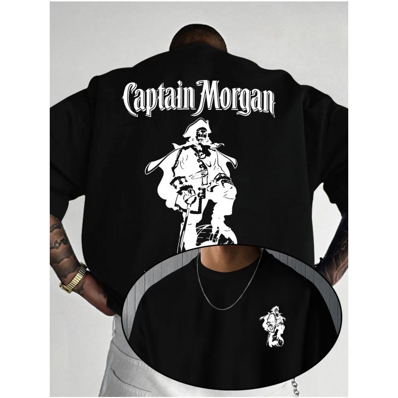 Europäische Größe Captain Morgan! Retro Piratenstil Sommerkleidung Modeartikel, Bedruckt, Lässiges Und Bequemes Vielseitiges Kurzarm-T-Shirt