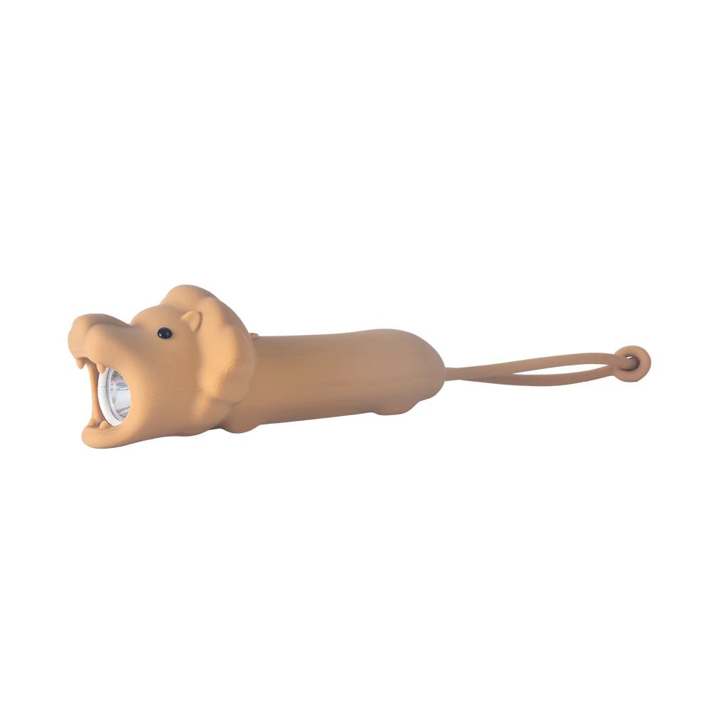 Flashlight USB Rechargeable Cute Soft Silicone Crocodile Lion Dog Animal LED Lamp Portable Outdoor Cartoon Shaped Handheld Light