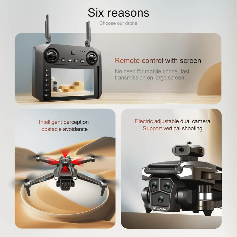 Ny M22 MAX Drone 4K-skärm RC Professionell HD Dual Camera Borstlöst hinder Undvikande Flygfotografi Vikbar Quadcopter Leksakspresent
