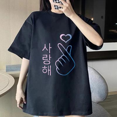 Fashion Kpop T-Shirt Funny Short Sleeves Cool Loves Gift Summer Sport T Shirt Loose Summer Jogging Top Casual Tees Tops
