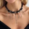 Vintage Heart-shaped Choker Irregular Multilayer Tassel Zircon Stacking Chain Jewelry Accessories