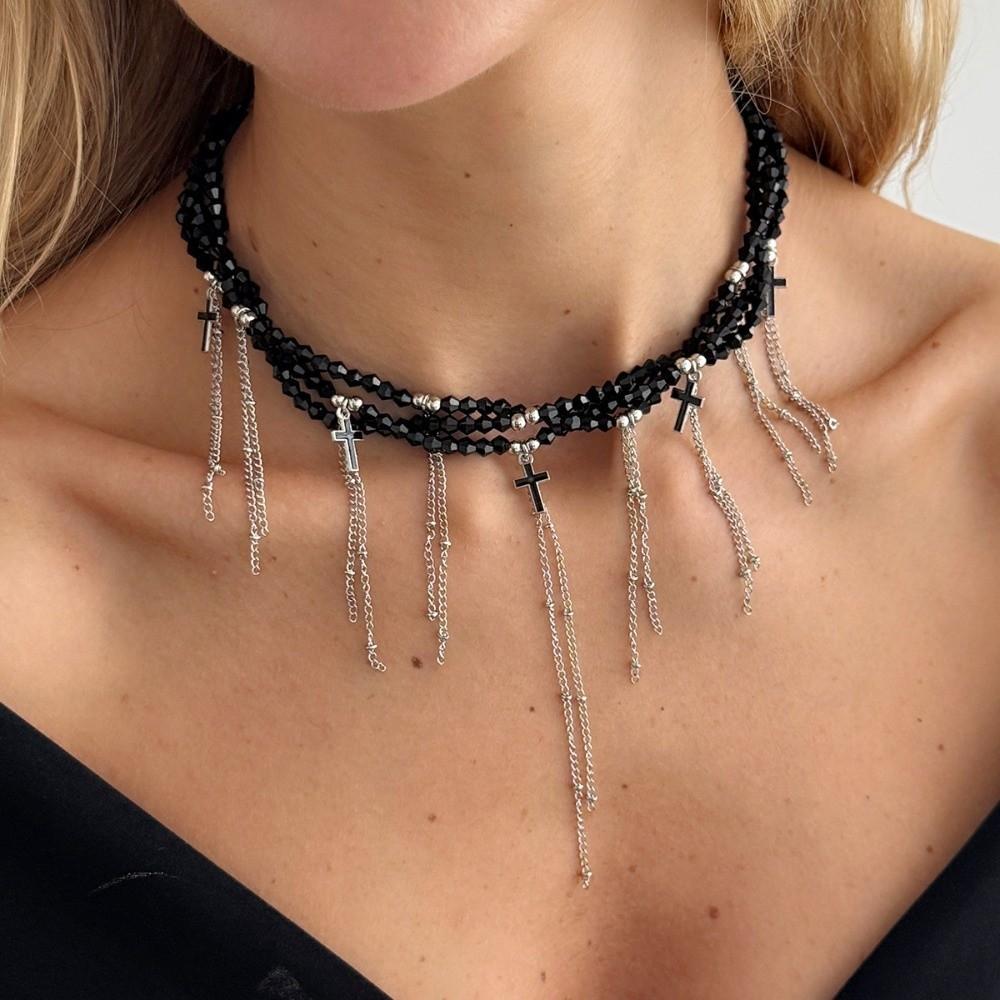 Vintage Heart-shaped Choker Irregular Multilayer Tassel Zircon Stacking Chain Jewelry Accessories