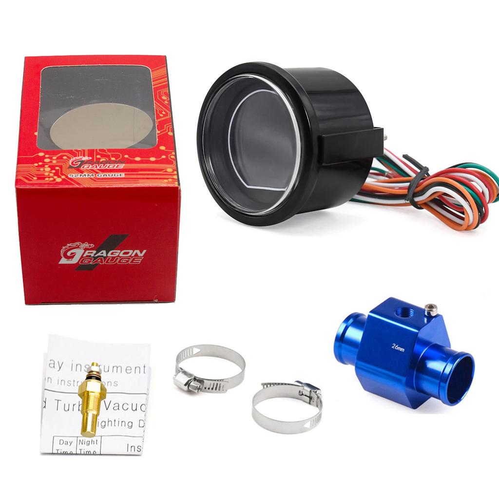 52mm Auto Wassertemperaturanzeige LCD 40~140 ℃ Rote Blaue Hintergrundbeleuchtung Mit Wassertemperatursensor Wassertemperatur-Verbindungsrohr Sensoradapter