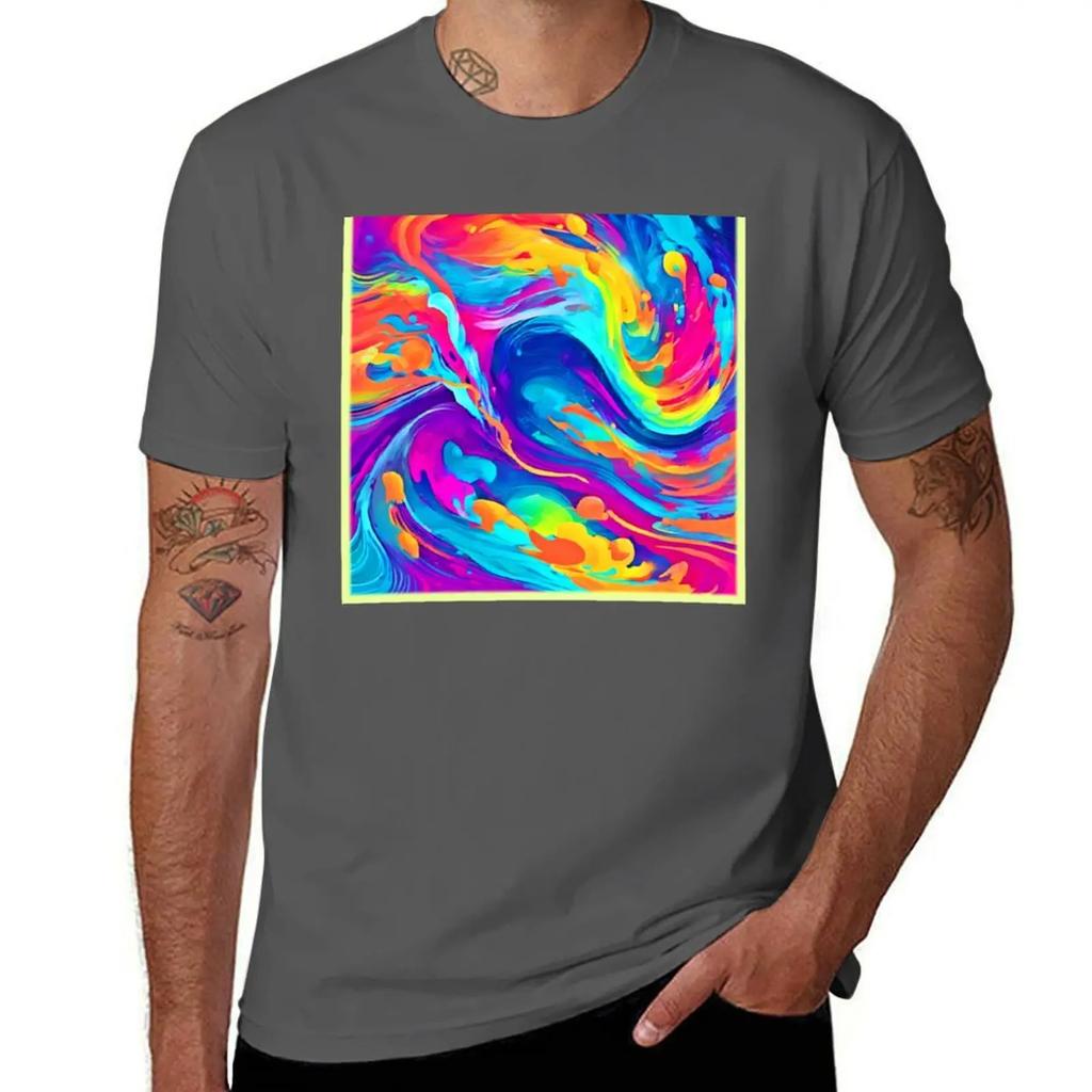 Abstract Badist Art: Vibrant Colors T-shirt summer top anime fitted t shirts for men