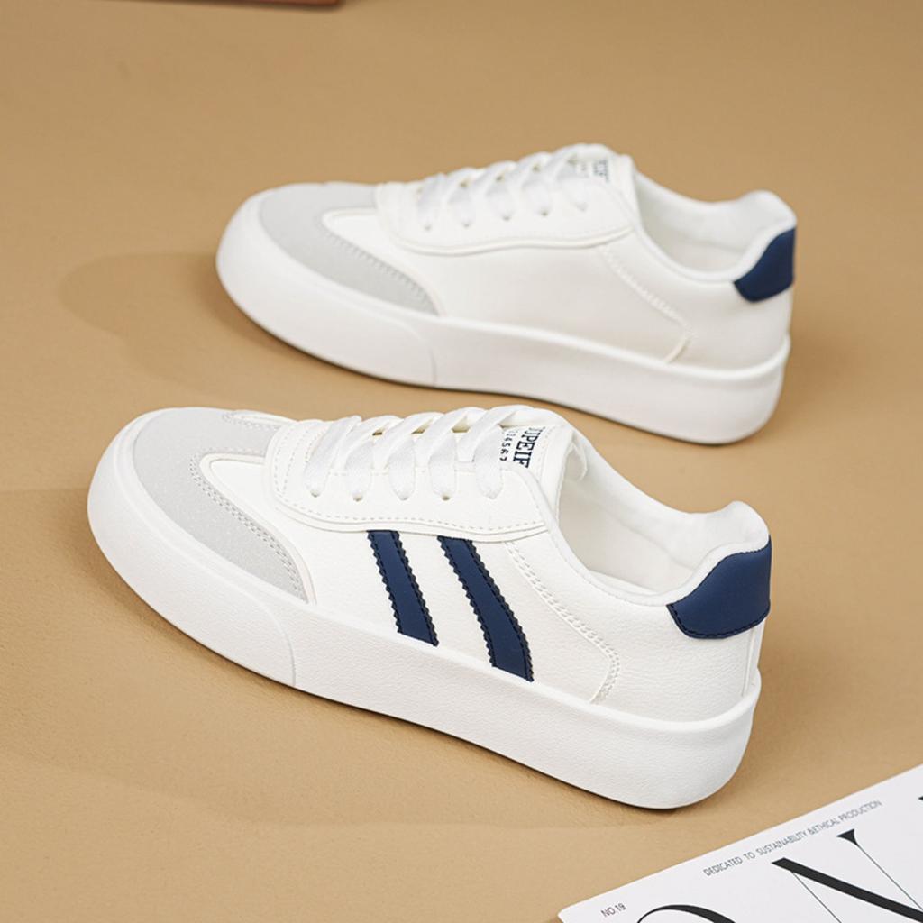 Ladies' Casual Sports Shoes - Lightweight Low Top Shoes with Breathable Lining, Comfortable Sole and Striped Design, Fashionable and Versatile