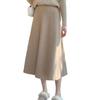 JudyRose Knit Flared Midi Elastic Warm for Fall and Winter One Women's Skirt, Length, A-Line, Waist, (JP, Alphabet, Size, Beige)