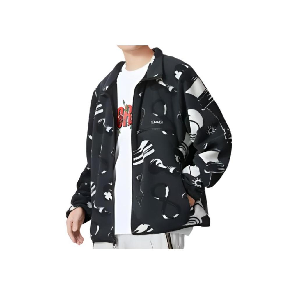 Nike Pattern Print Zip-Up Stand Collar Jacket Men Jackets Black DQ6127-070