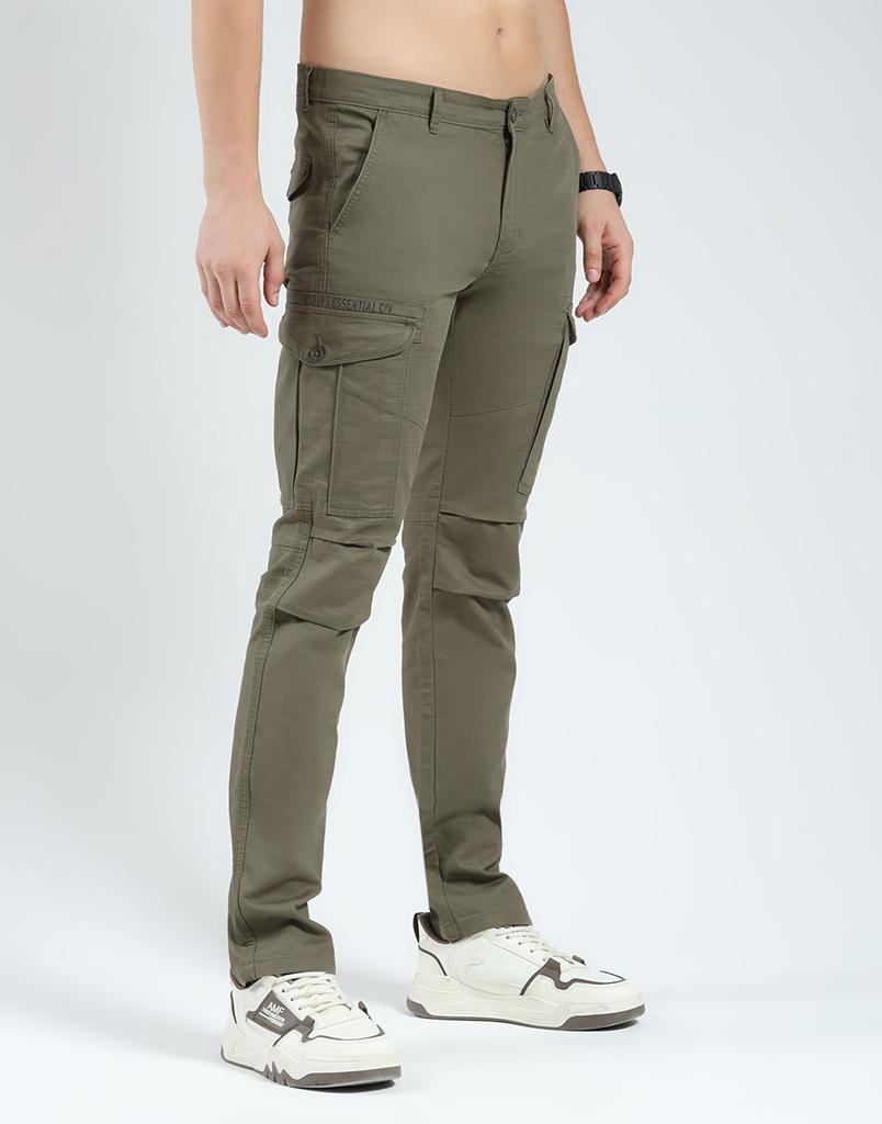 Monte Carlo Men's Slim Fit Solid Cargo Pants