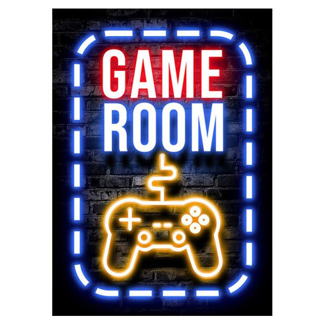Gamepad Neon Canvas Painting Glowing Text Picture Decoration Poster Gift Living Room Wall Art Prints Modern Home Decor Aesthetic No Frame