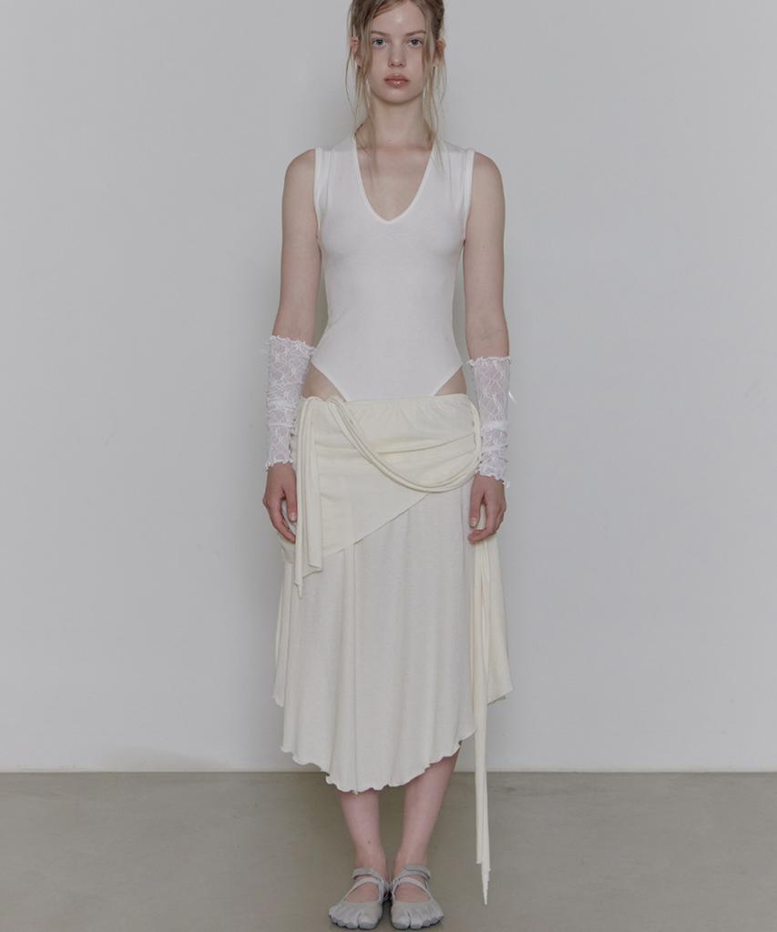 Deoenel Layered Jersey Skirt - [Cream]