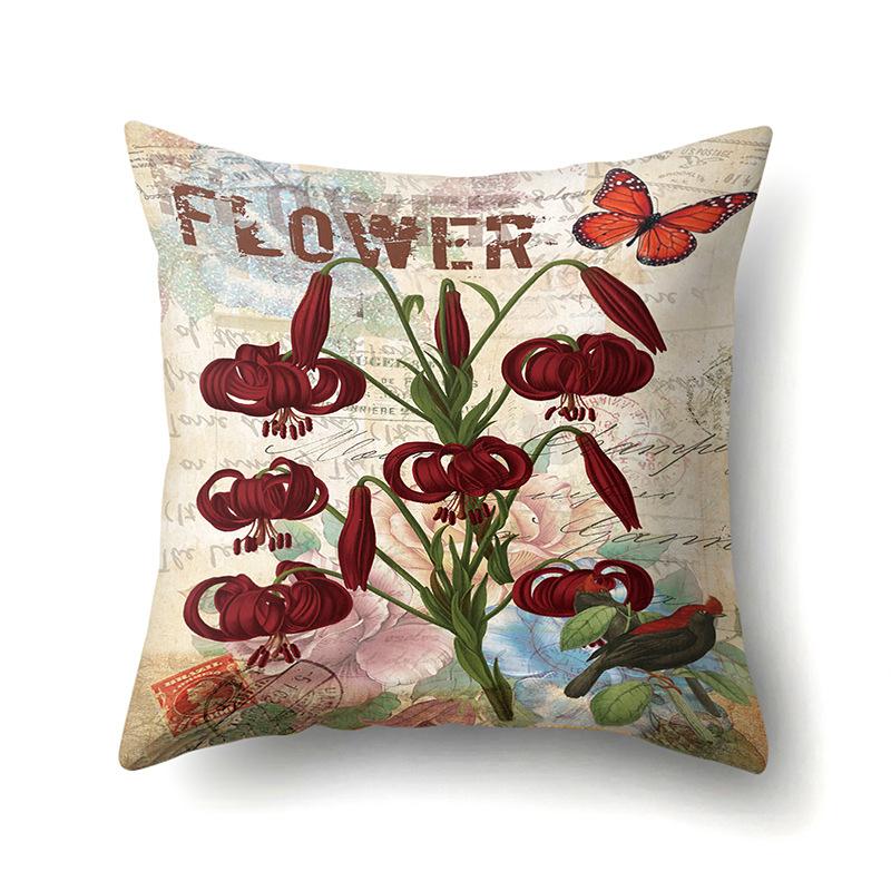 Polyester Pillowcase Automobile Decoration Retro Print Pillowcase Waist Cushion Cover Tower Bedside Cushion Cover