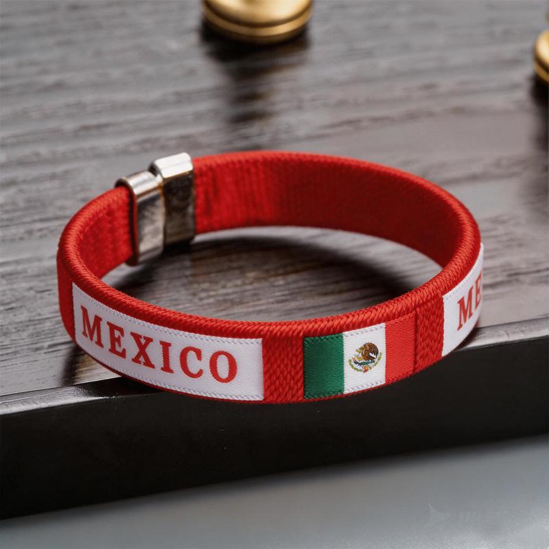 Handwoven USA-Canada-Mexico 2026 World Cup Team Bracelet - Football Fan Souvenir