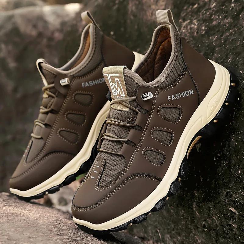 Fashion Men's Hiking Shoes Fashion High Quality Men Sneakers Outdoor Trekking Climbing Sport Shoes Breathable Lace Up Men Walking Shoes