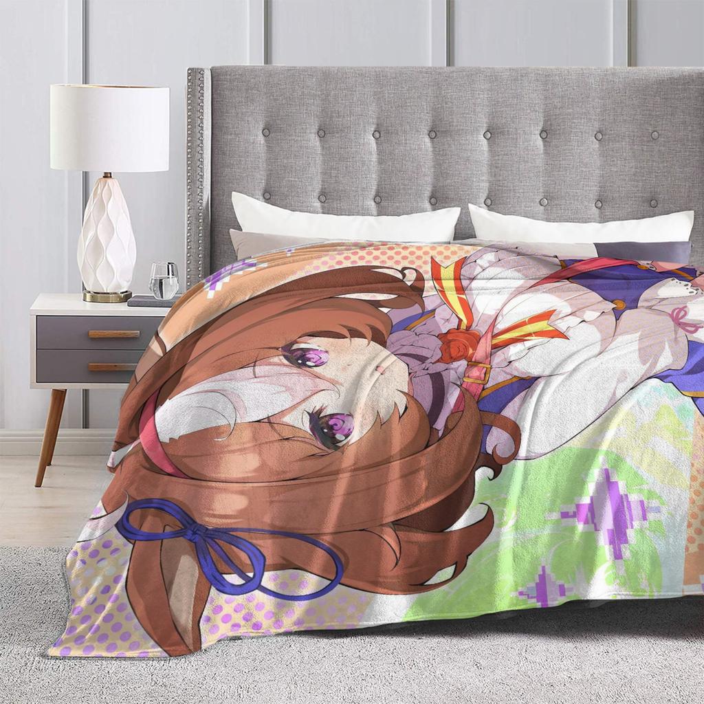 Uma Musume Pretty Derby Decken Korallenfleece Plüsch Dekoration Multifunktionale Dünne Überwurfdecke für Sofa Außenbettdecke