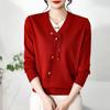 Yuzhaolin Women's V-Neck Faux-Two-Piece Knit Cardigan for Mature Women