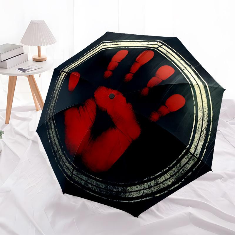 1pc Bloodprint Automatic Open/close Umbrella, 8-Rib sturdy structure, Auto Folding/Opening, Portable Travel Umbrella for Women156
