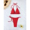 Bikini Triangolo Europeo e Americano con Laccetti al Collo e sulla Schiena Costume da Bagno Diviso Bikini da Spiaggia con Laccetti Laterali Divisi