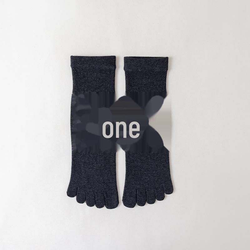 

Всесезонные хлопковые носки унисекс с раздельными пальцами и пятью пальцами — дышащие, однотонные, средней длины, для спорта и отдыха. One size (33-44) серый/чёрный