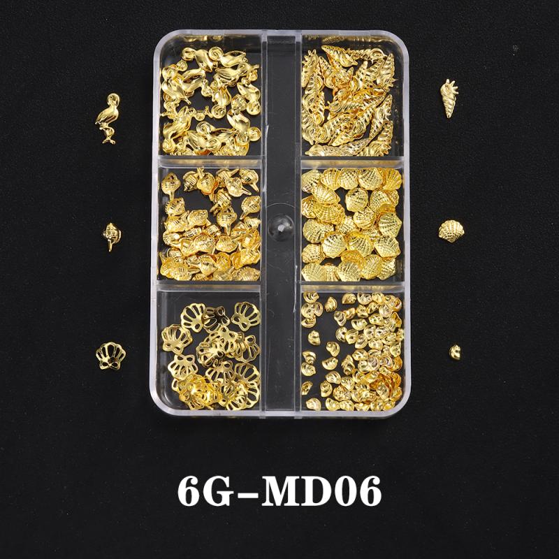 1 Box Metal Summer Ocean Nail Art Charms 3D Shell Starfish Seahorse Pearl Beads Alloy Nail Jewelry Mixed Manicure Studs Decor