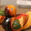 Set of 2 Wooden Mandarin Duck Couple Sculptures Decorative Animal Figurines For Engagement Gift And Table Shelf Display