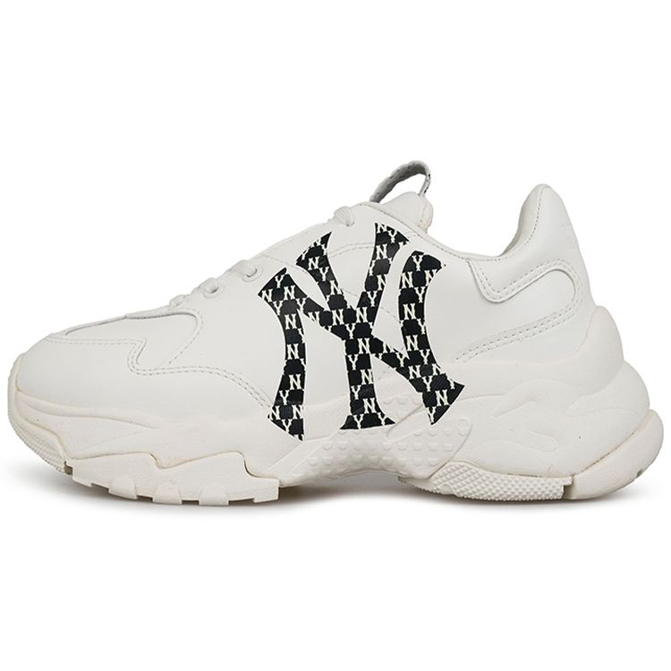 MLB Big Ball Chunky Kunstleder All-Over-Print Stoßdämpfung Rutschfest Verschleißfest Erhöhte Höhe Niedrig geschnitten Dad Shoes 32SHCM011-50W 39 black