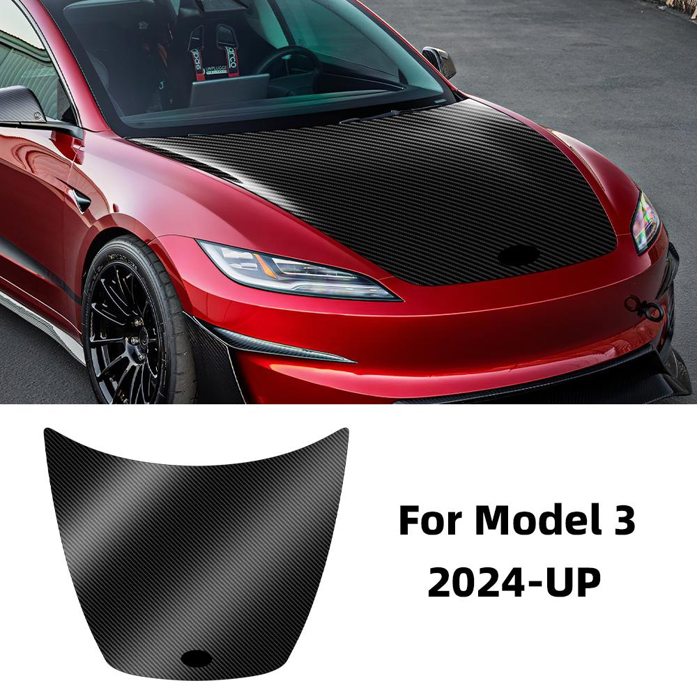 Carbon Fiber Pattern PPF Car Paint Protection Engine Film Trim for Tesla Model 3 Model Y 2020-2025 Highland 2025 Juniper 2025-up