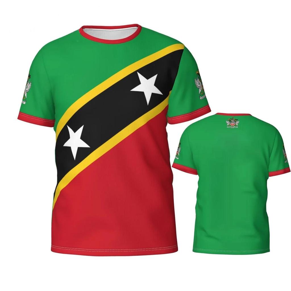 Saint Kitts and Nevis Football Jersey T-shirt Fashion Flag Badge Graphic T Shirts Sports Short Sleeve Soccer Uniform