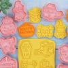 Halloween Plastic Cookie Cutters Pumpkin Cartoon Pressable Biscuit Molds Confectionery Fondant Cookie Stamps Baking Pastry Tools