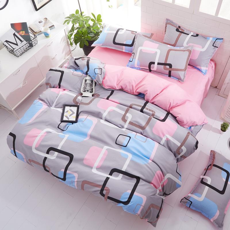 Flower Comforter Bedding Set Simple Pink Bed Linens Bed Linings Queen Duvet Cover Bed Sheet And Pillowcase King Size For Girls