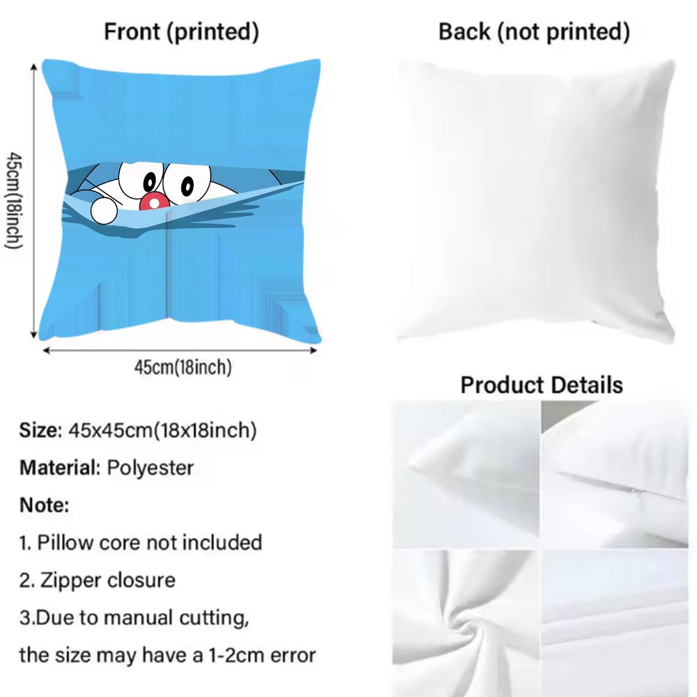 Cute Anime D-DoraemonS Cushion Cover Pattern Printed Pillowcase for Living Room Sofa Cushion Cover & Bedroom Decor