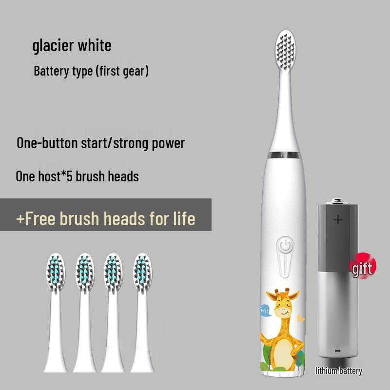 Waterproof Ultrasonic Kids' Electric Toothbrush - Cute Cartoon Design, Soft Bristles, IP7 Rated, Perfect Gift