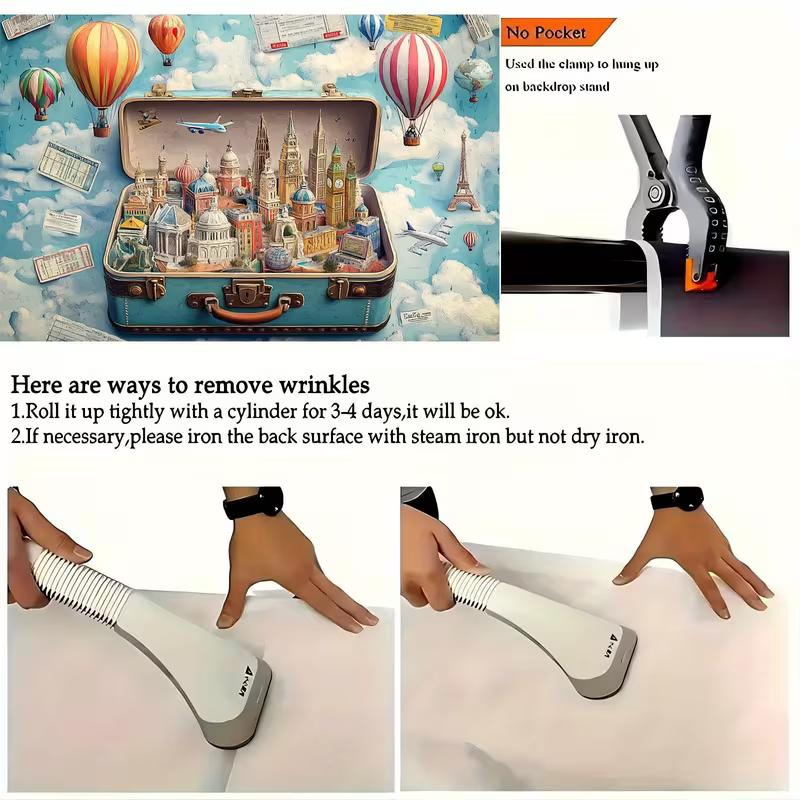 2D Blue Fantasy World Map Background Cloth, Illustrated Landmark & Adventure Themed Backdrop