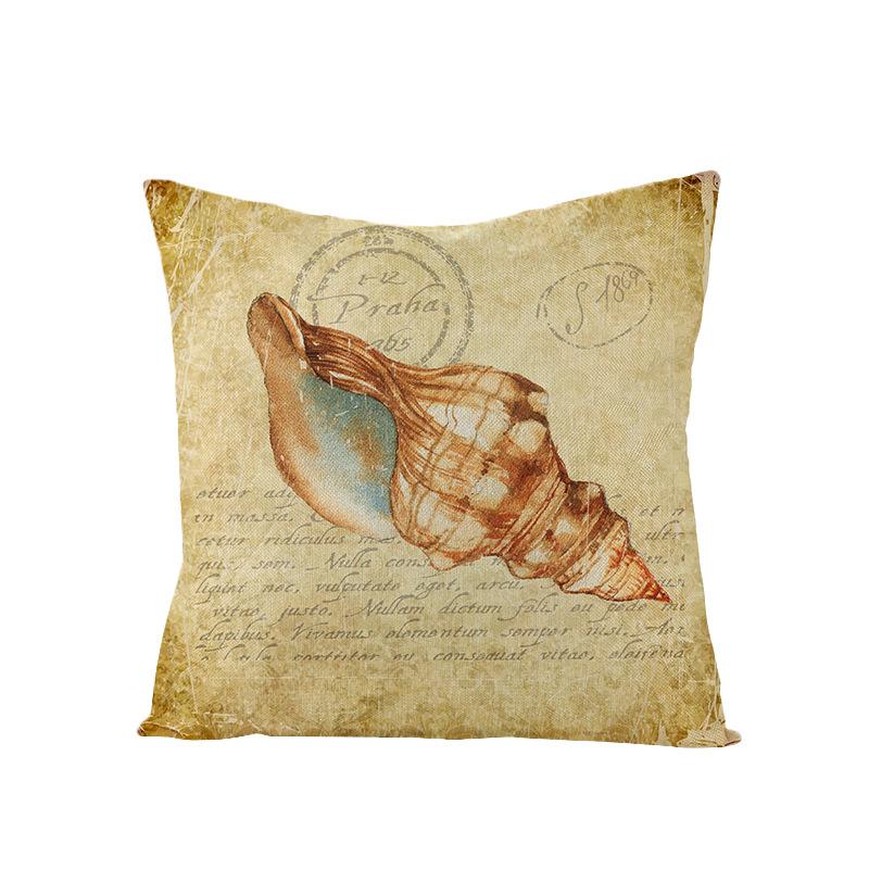 New Retro Style Polyester Pillow Cover Conch Shell Printed Cushion Pillow Cover Home Furnishings
