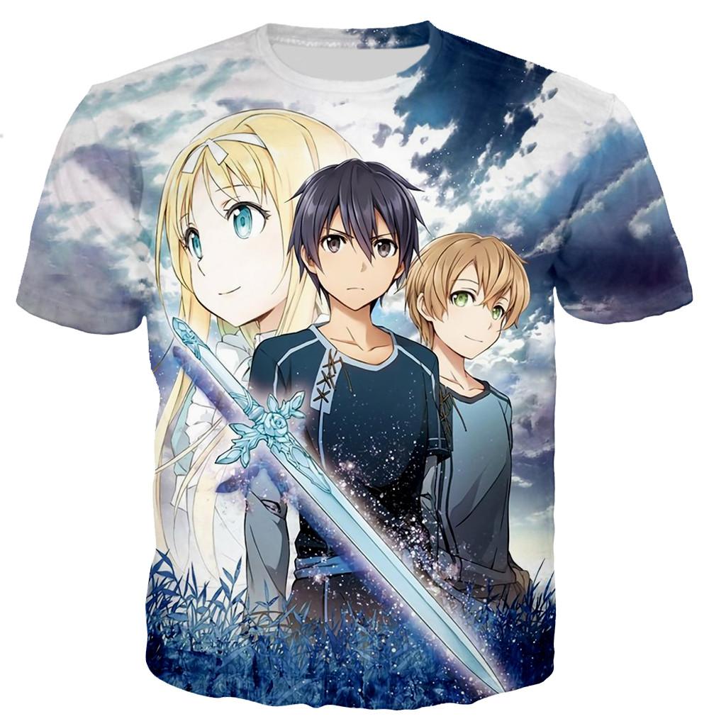 Neue Sword Art Online T-Shirts Herren/Damen 3D Sword Art Online Bedrucktes T-Shirt Lässiges T-Shirt Streetwear Oberteile Oversized