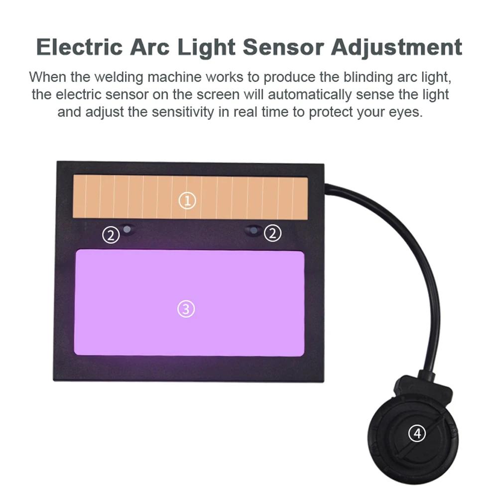 Solarbetriebene, automatisch dimmbare Schweißmaske, am Kopf montierter LCD-Bildschirm, Lichtbogensensor, breite Abdeckung, Schweißhelm
