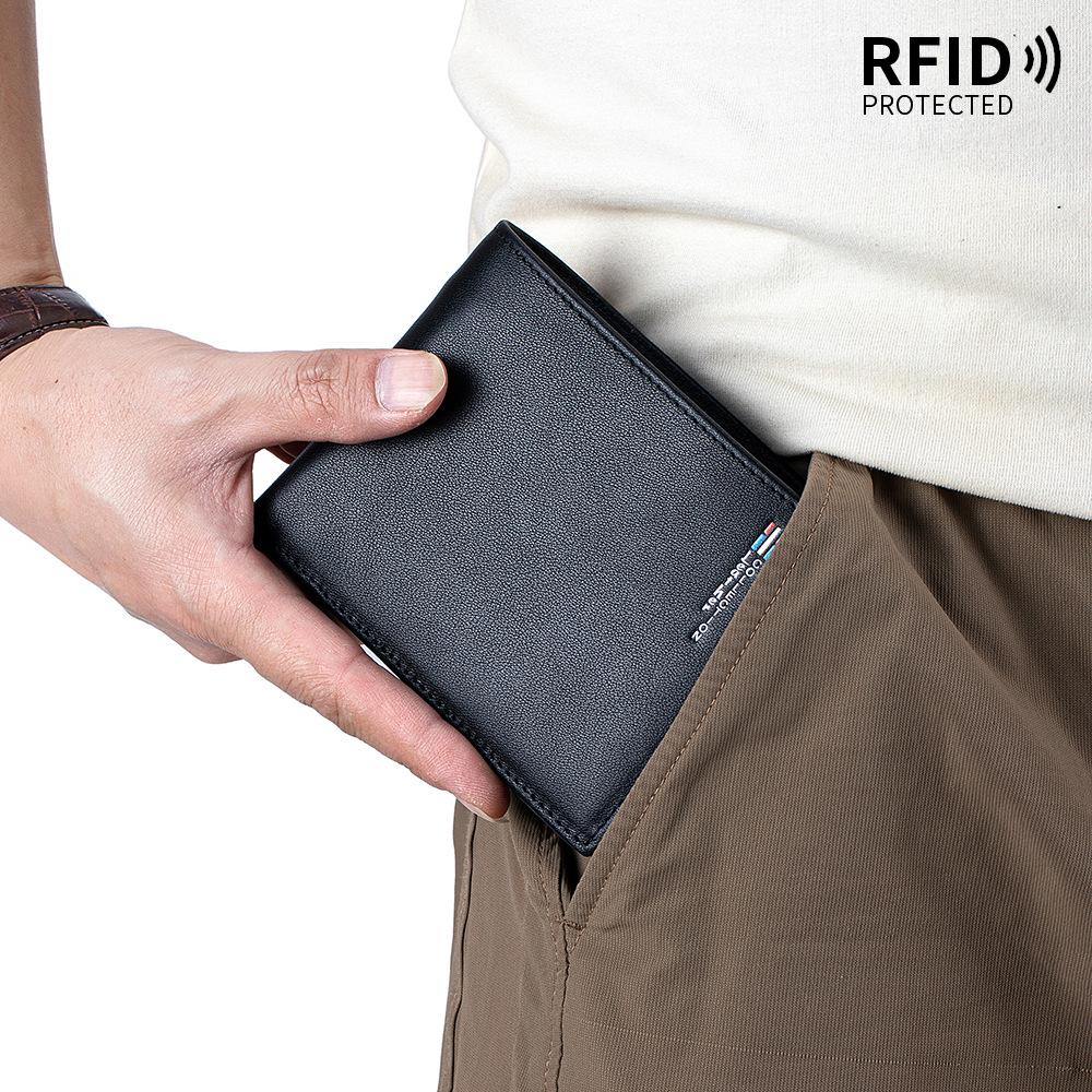 Nouveau Portefeuille en Cuir pour Homme - Portefeuille Court en Cuir de Vachette Première Couche, Pince à Billets Cadeau pour Père, Mari ou Petit Ami