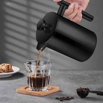 French Press Pot 3 Filtre Basın El Yapımı Kahve Potu Paslanmaz Çelik Çift Duvarlı Yalıtımlı 1000ml Kahve French Press Pot Kahve Takımı