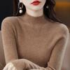 Women Sweaters Pullovers 2025 Autumn Winter Long Sleeve Half high collar Black Knitted Sweater Women Tops Pullover JJ71
