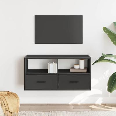 TV Stand Black 80 X 31 X 39.5 Cm Particleboard and Metal