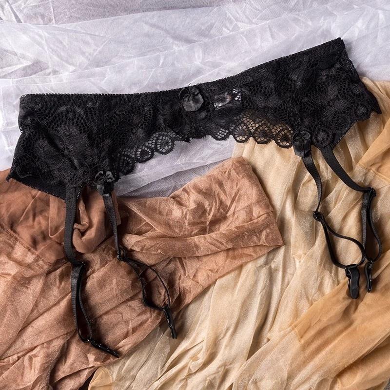 Clipes para Meias Femininas Renda Cinta-liga Transparente Fivelas Ajustáveis Cinta-liga de Cintura Baixa Pole Dance Roupa Íntima Elástica Roupa para Club