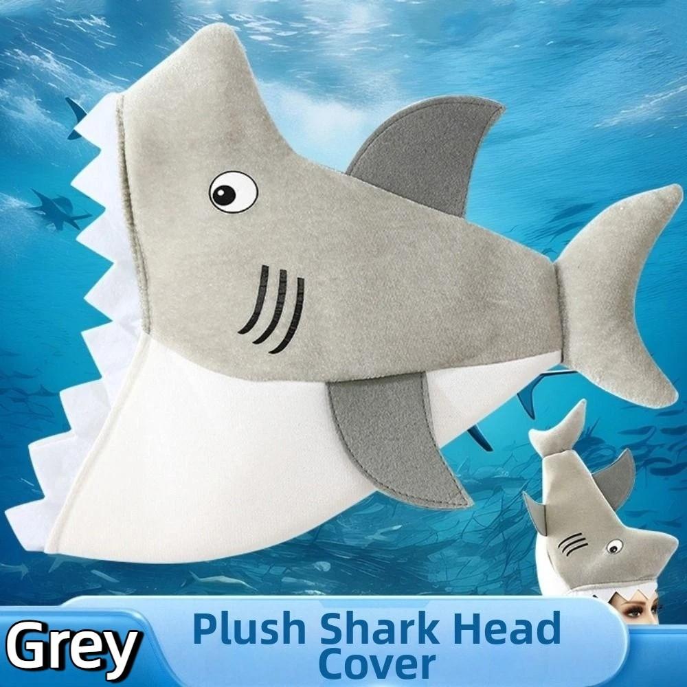Creative Shark Party Hat Cartoon Plush Animal Cap Costume Accessories Shark Head Cover  Photo Props