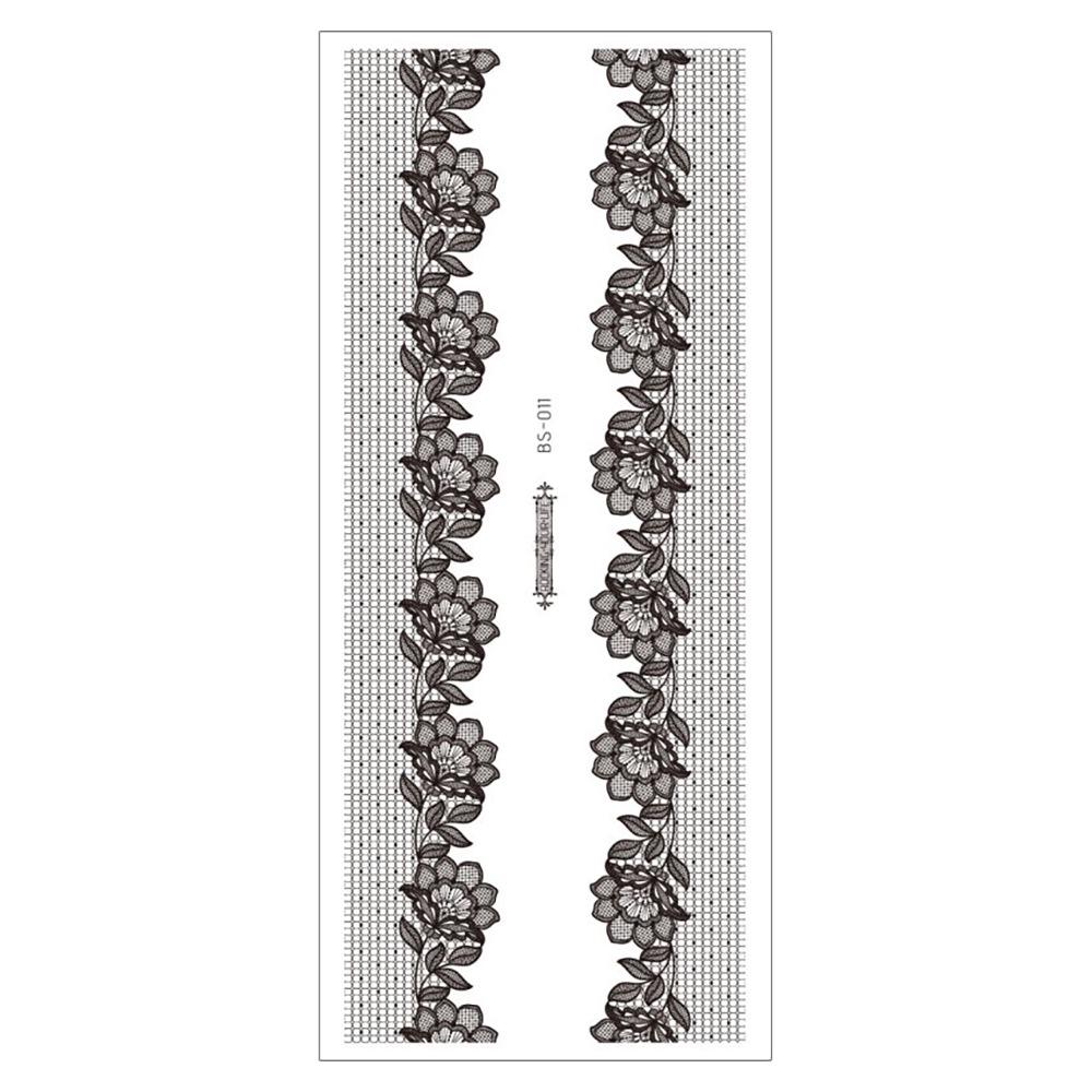 Waterproof Black Lace Thigh Garter Henna Temporary Tattoo Stickers