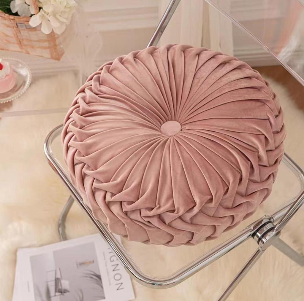 Nordic Pumpkin Pleated Round Throw Pillow Cushion for Sofa & Living Room