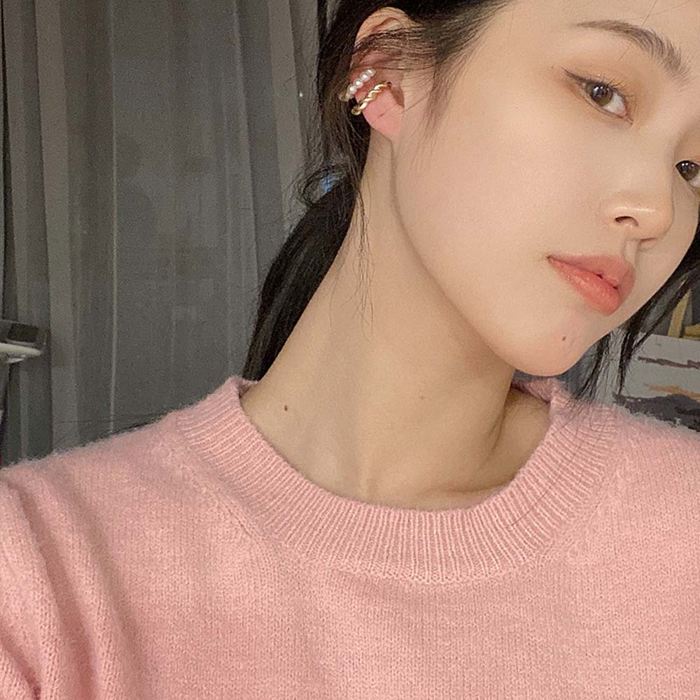 Pearl Metal Jewelry Accessories Fake Cartilage Ear Clip Ear Cuff Round Bead Earrings Clip Earrings