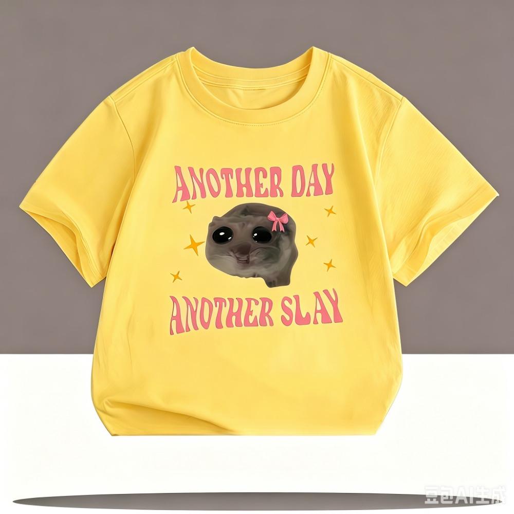 Another Oay Children Cartoon Print T-shirts Summer Girls Casual Fashion Kawaii Colorful Short Sleeve Tops Kids