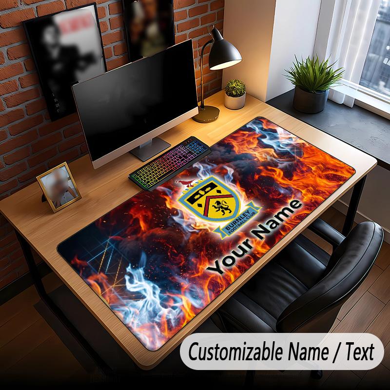 Large Mouse Pad Burnley Football Print Custom Name Text Desk Mat for Office Gaming