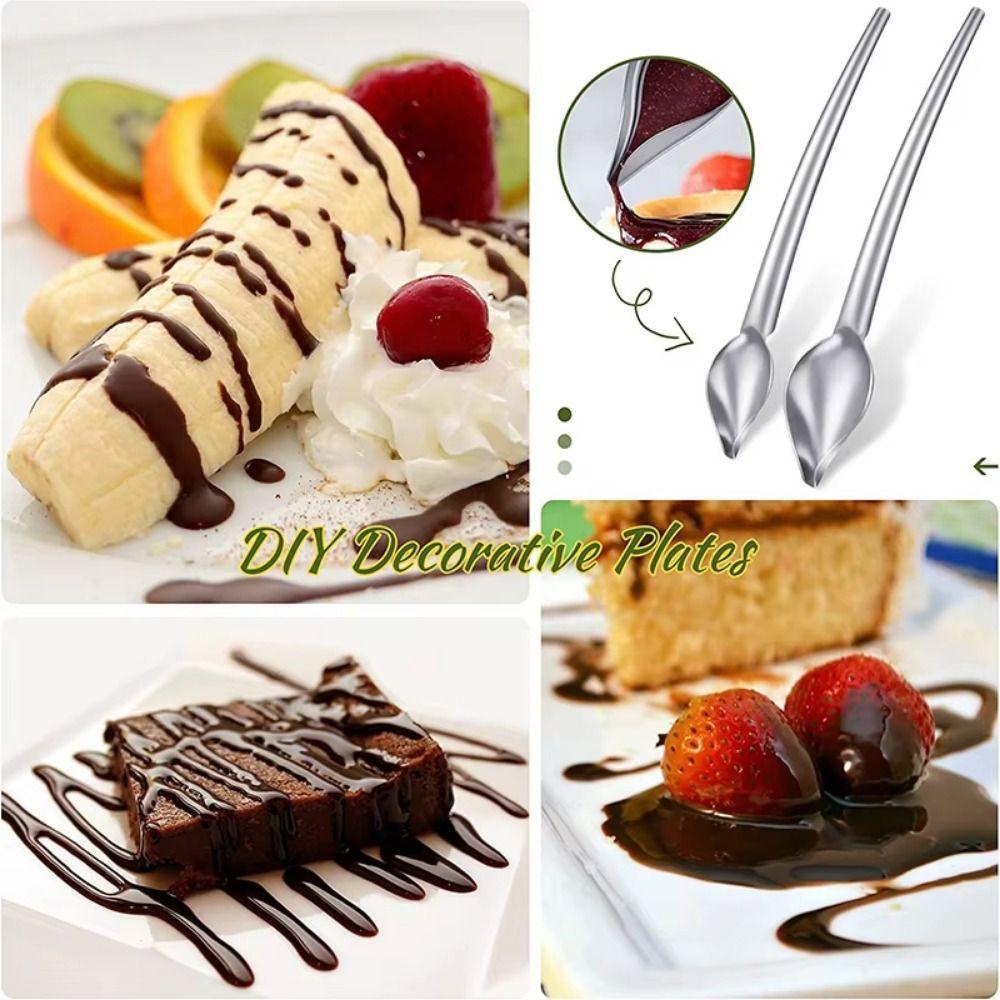 6/12Pcs Dessert Tools Plating Drizzle Spoons Drawing Spoons Kitchen Tongs Set  for Plates Decorating