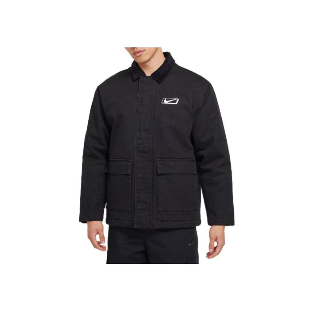 Nike Polo gallér logónyomtatás bő, hosszú ujjú munkakabát Férfi kabát fekete HQ2953-010